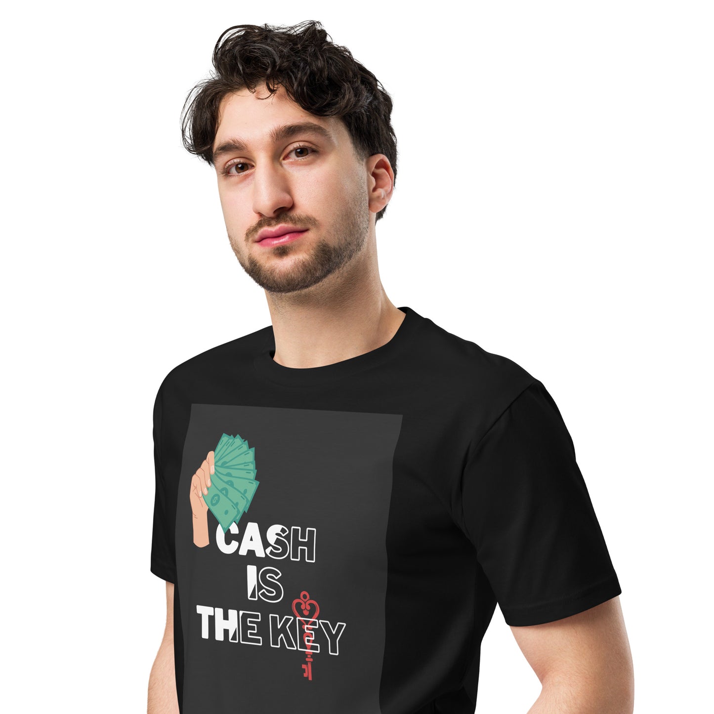 "cash is the key" graphic casual Unisex premium t-shirt